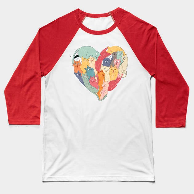 Heart Shaped Cats Baseball T-Shirt by ahstud 